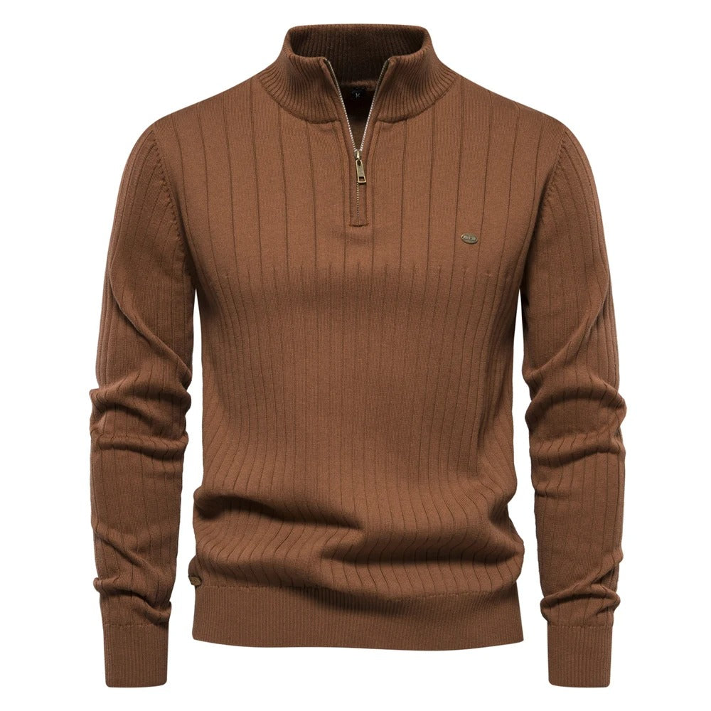 Herren-Strickpullover mit hohem Kragen