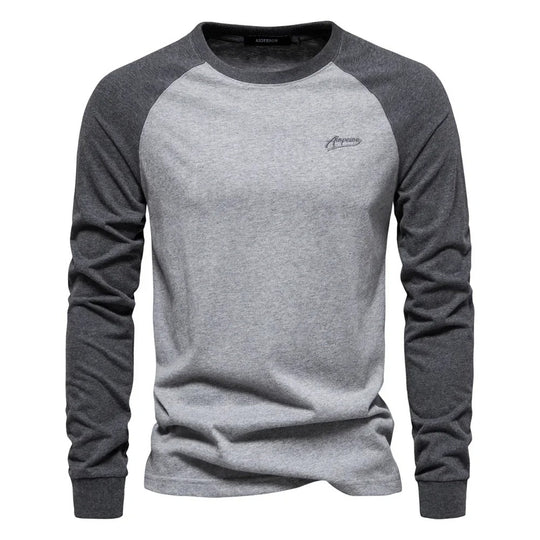 Langärmeliges Patchwork-T-Shirt für Männer