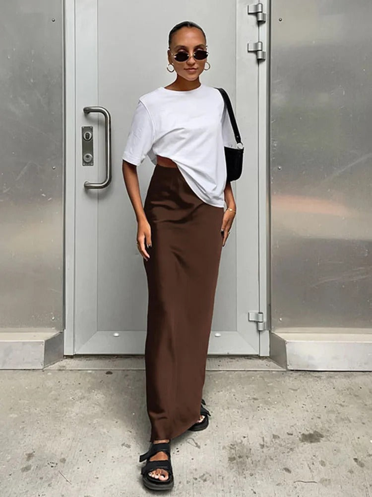 Satinrock mit hoher Taille für Damen