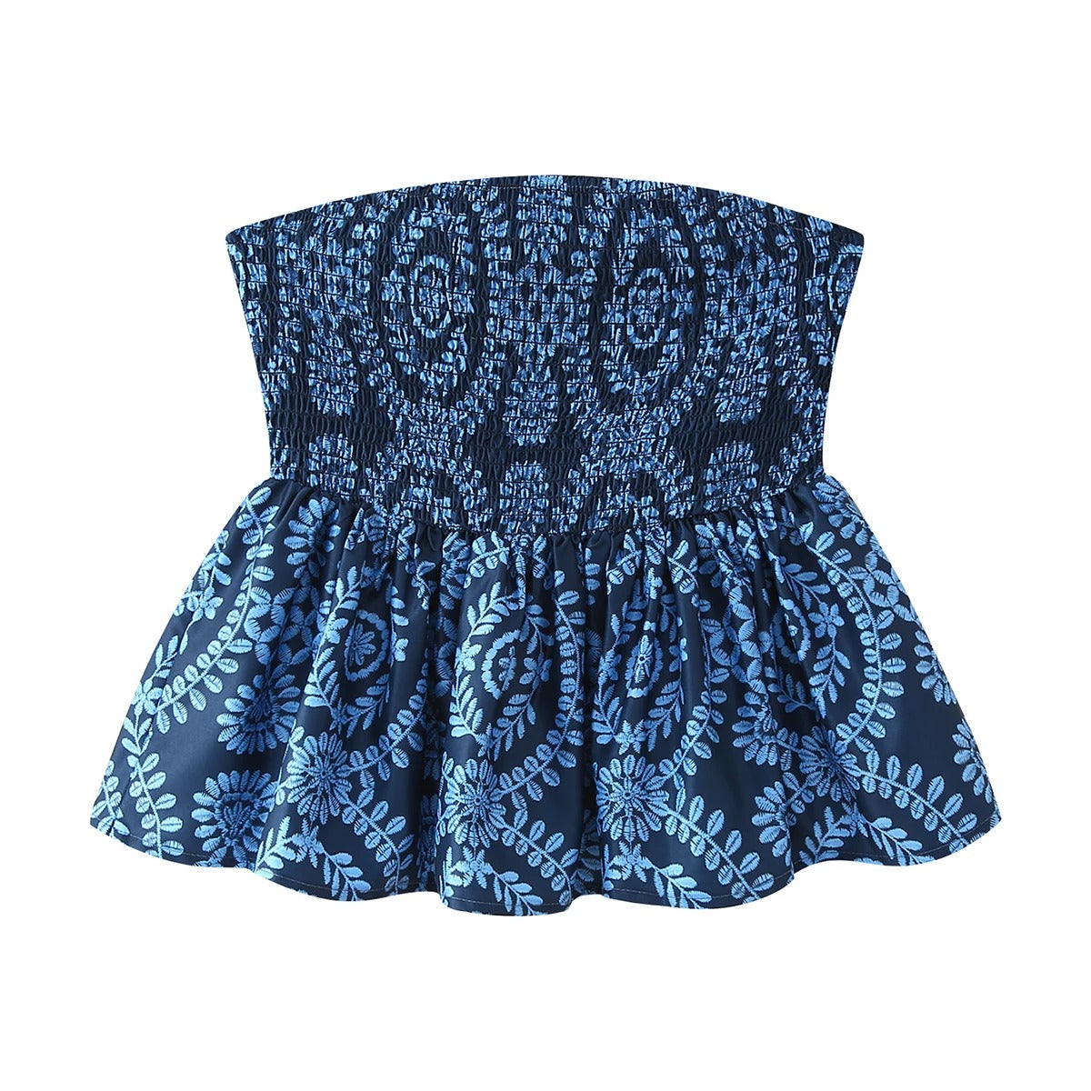 Bauchfreies Oberteil mit Blumenmuster und Rüschen