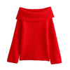 Off-Shoulder-Strickpullover für Frauen