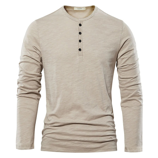 Langärmeliges T-Shirt mit Henley-Ausschnitt für Männer