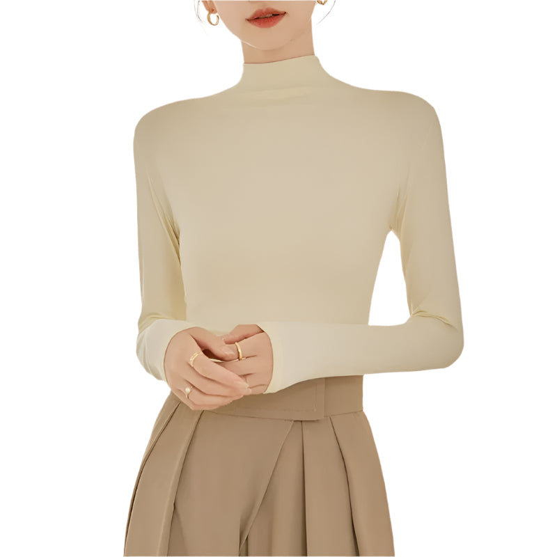 Langärmeliges Damen-T-Shirt mit hohem Kragen