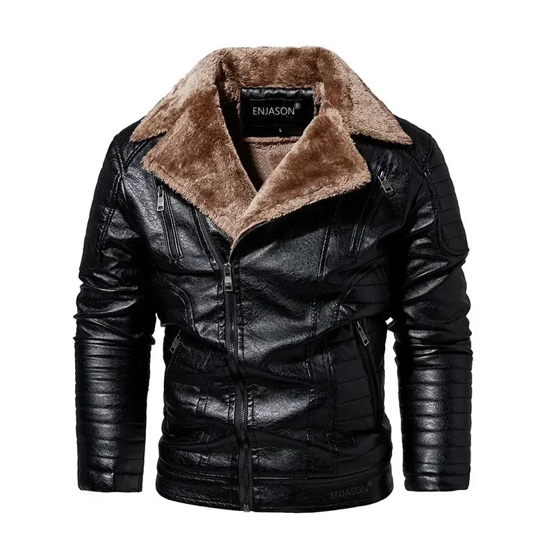 Herren Lederjacke mit Fellkragen