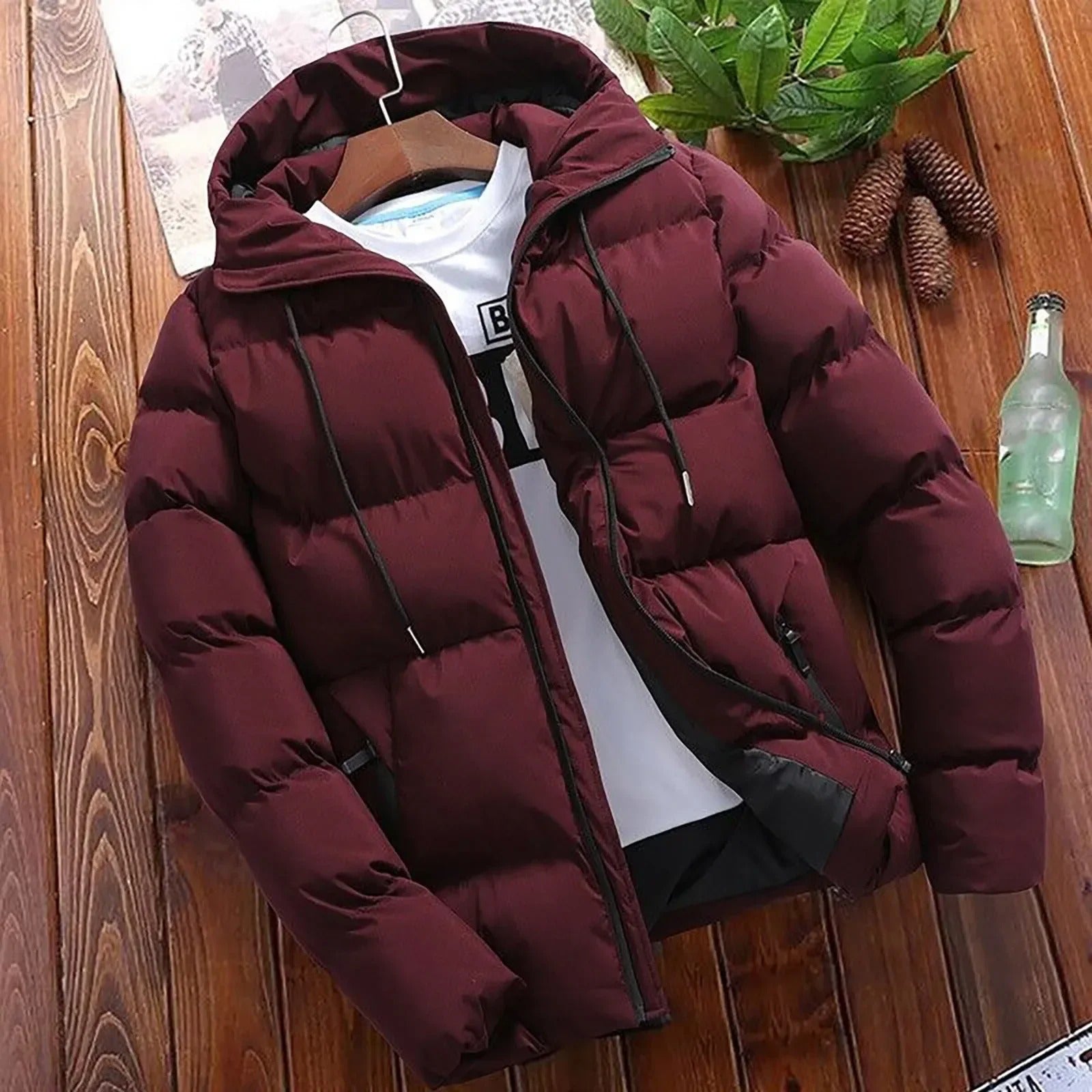 Warme Kapuzen-Pufferjacke für Männer