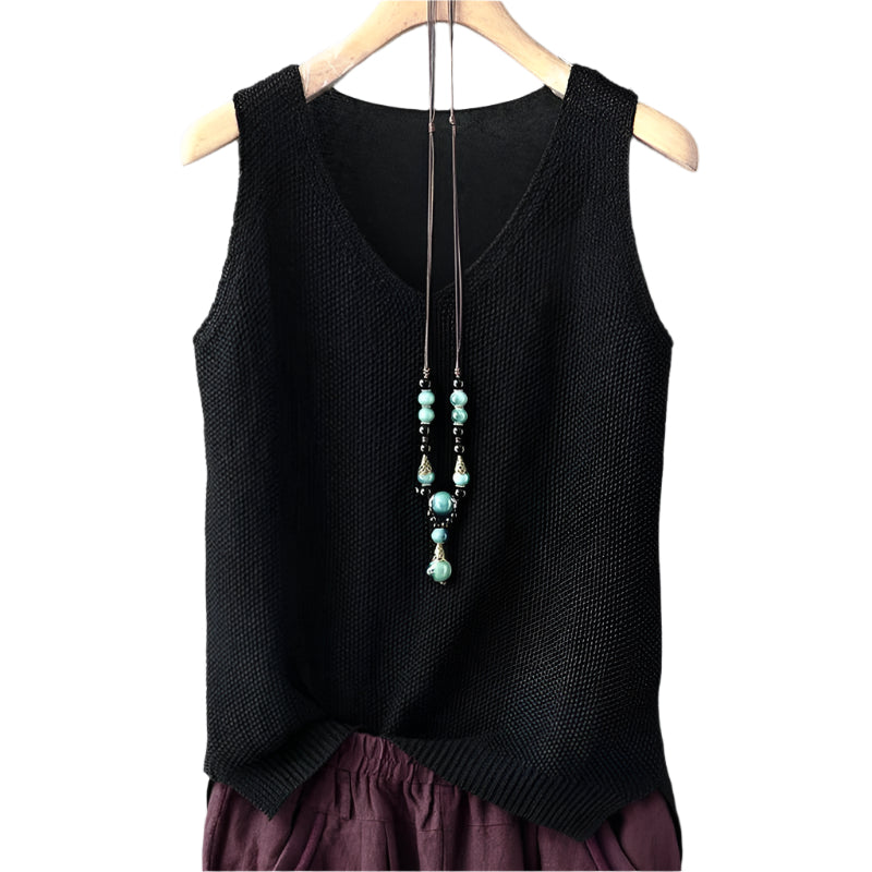 Ärmellose Strickbluse für Damen