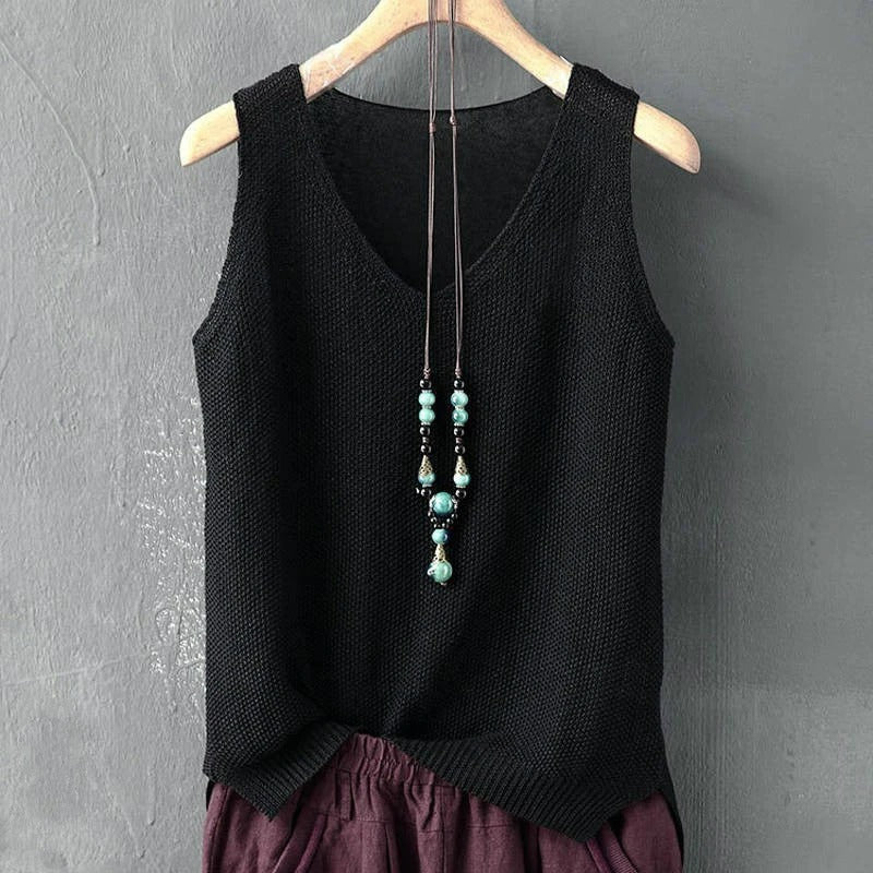 Ärmellose Strickbluse für Damen