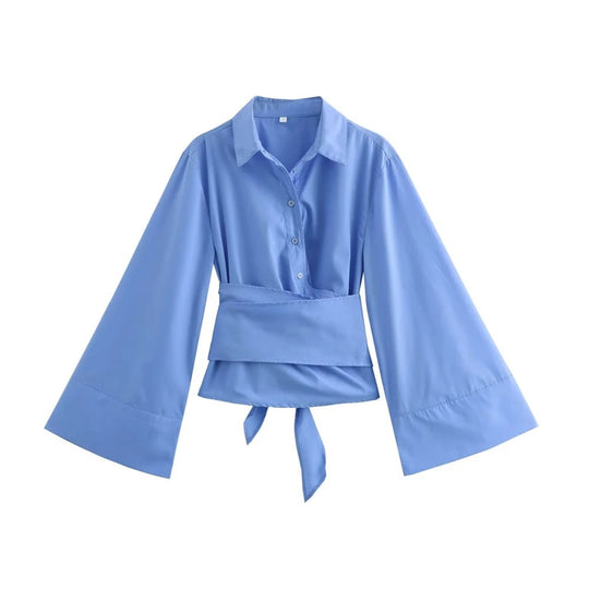 Kimono-Damenbluse mit langen Ärmeln