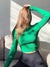 Langärmeliges Crop-Top aus Rippenstrick für Frauen