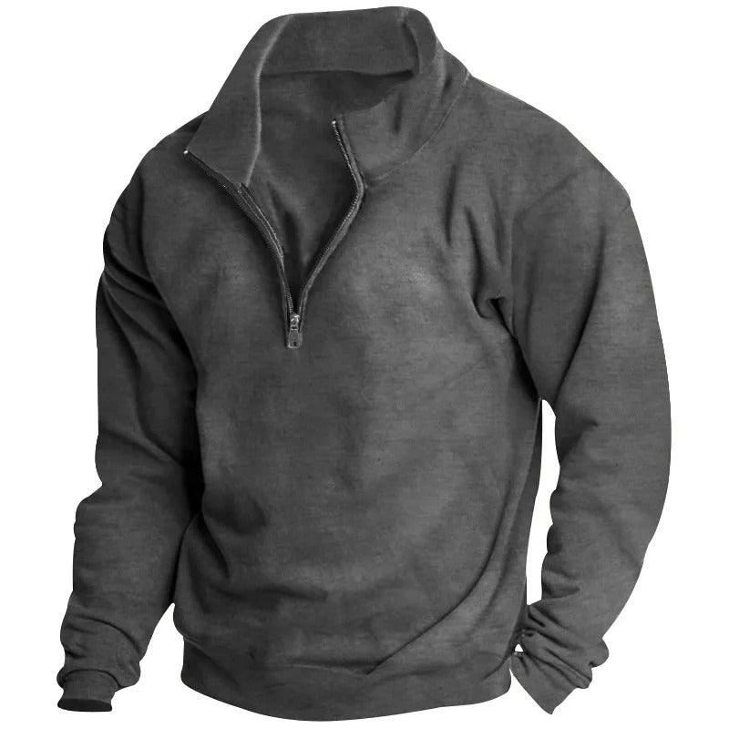 Herren-Sweatshirt mit halbem Reißverschluss und Stehkragen
