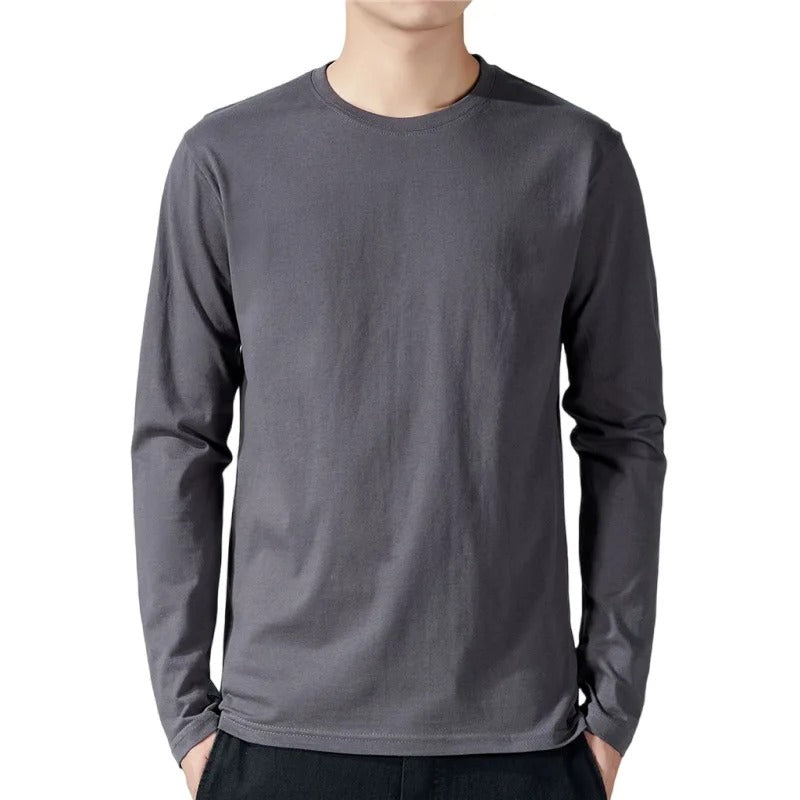 Unifarbenes Langarm-T-Shirt für Männer