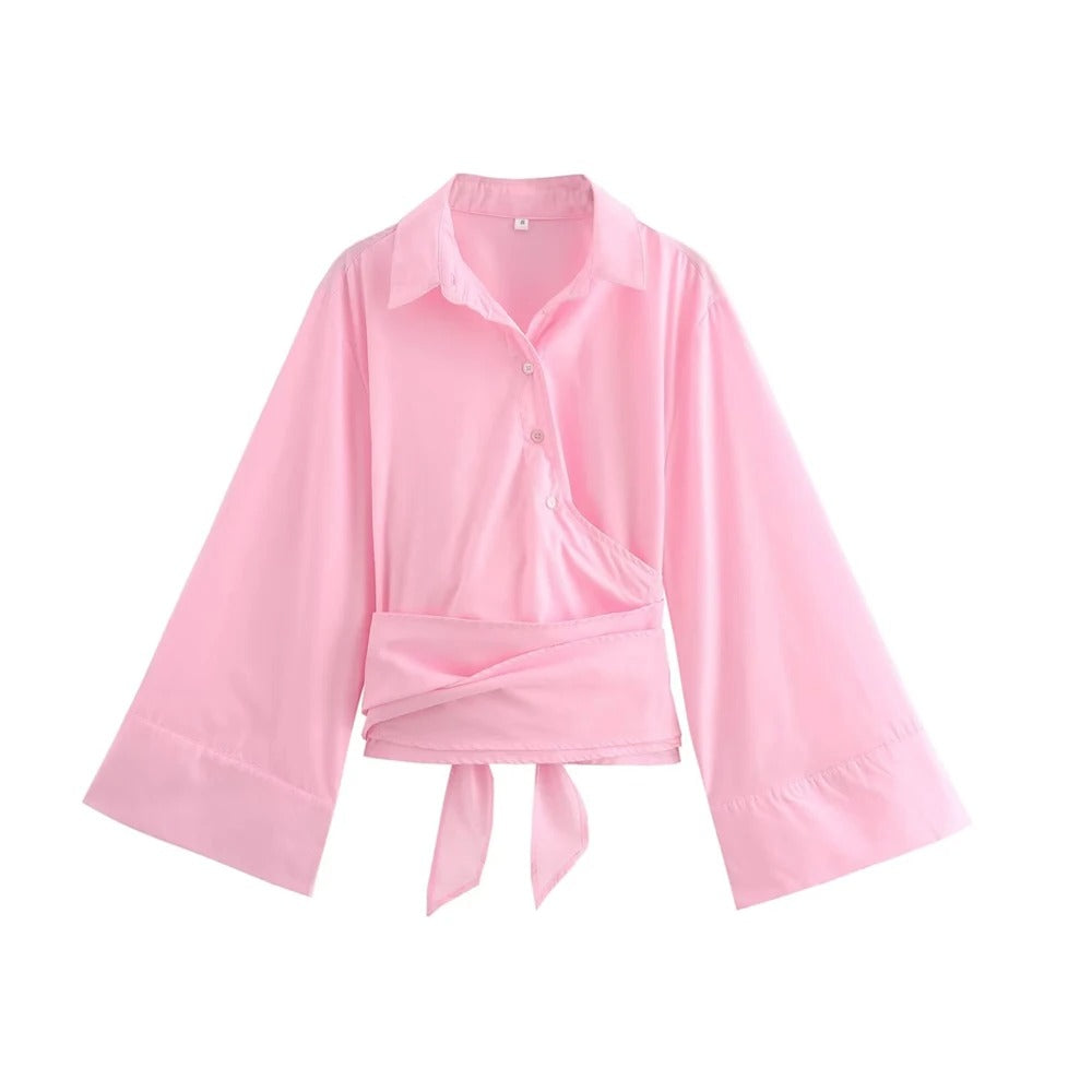 Kimono-Damenbluse mit langen Ärmeln
