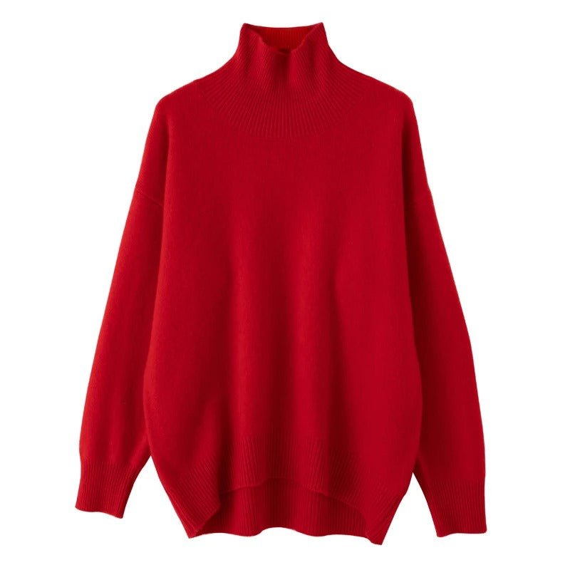 Hochgeschlossener Damen-Strickpullover