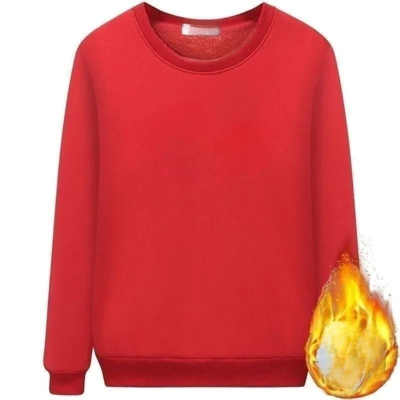 Fleece gefüttertes Rundhals-Sweatshirt für Frauen