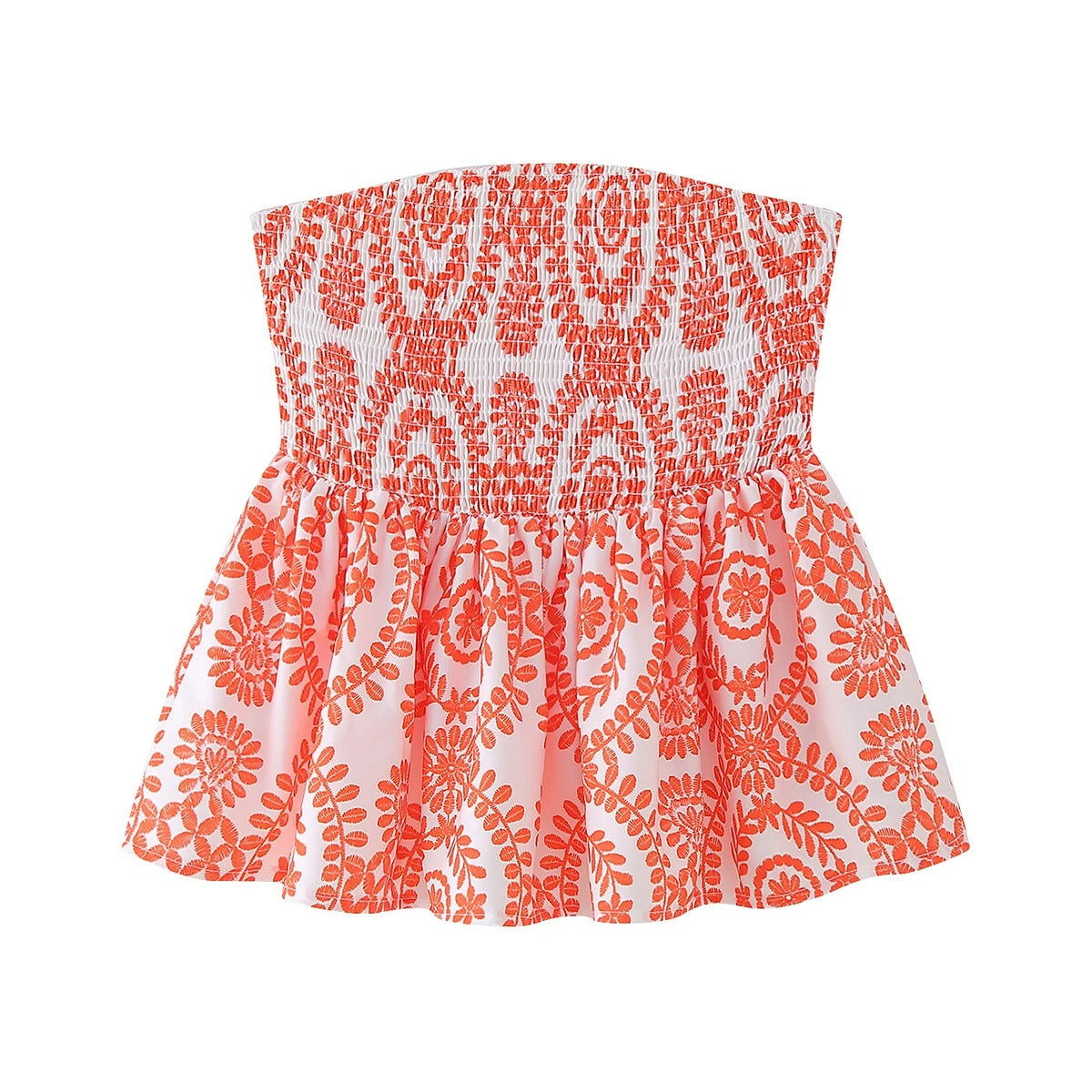 Bauchfreies Oberteil mit Blumenmuster und Rüschen