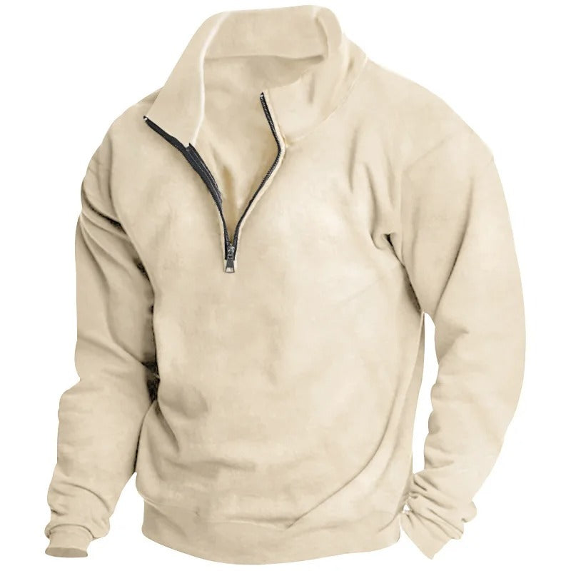 Herren-Sweatshirt mit halbem Reißverschluss und Stehkragen