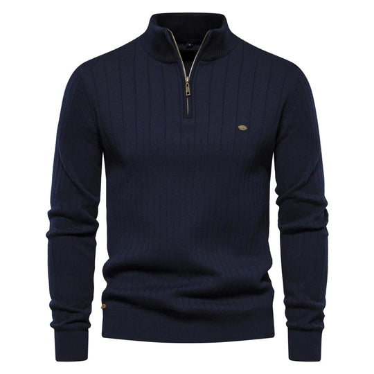 Herren-Strickpullover mit hohem Kragen