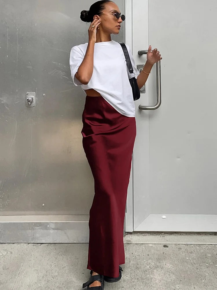 Satinrock mit hoher Taille für Damen