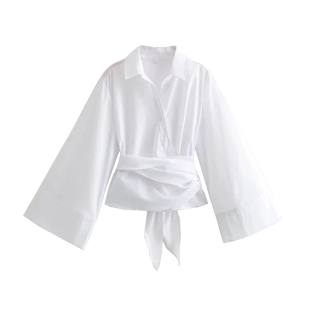 Kimono-Damenbluse mit langen Ärmeln