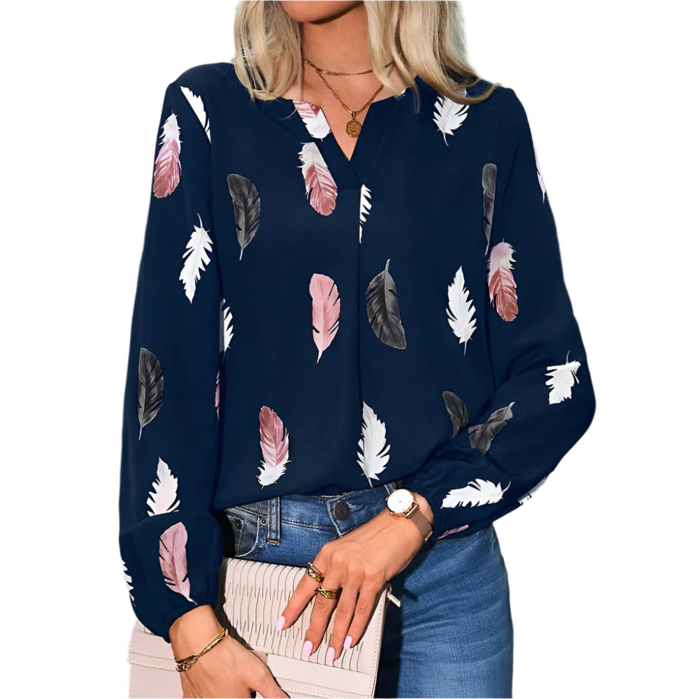 Chiffonbluse mit Federmuster