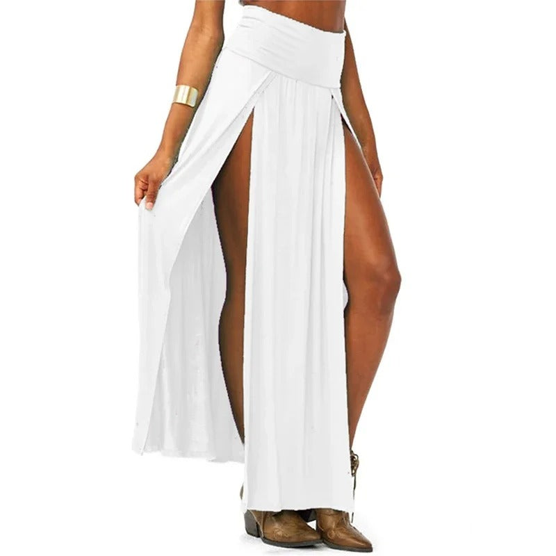 Damenrock mit hoher Taille und doppeltem Schlitz