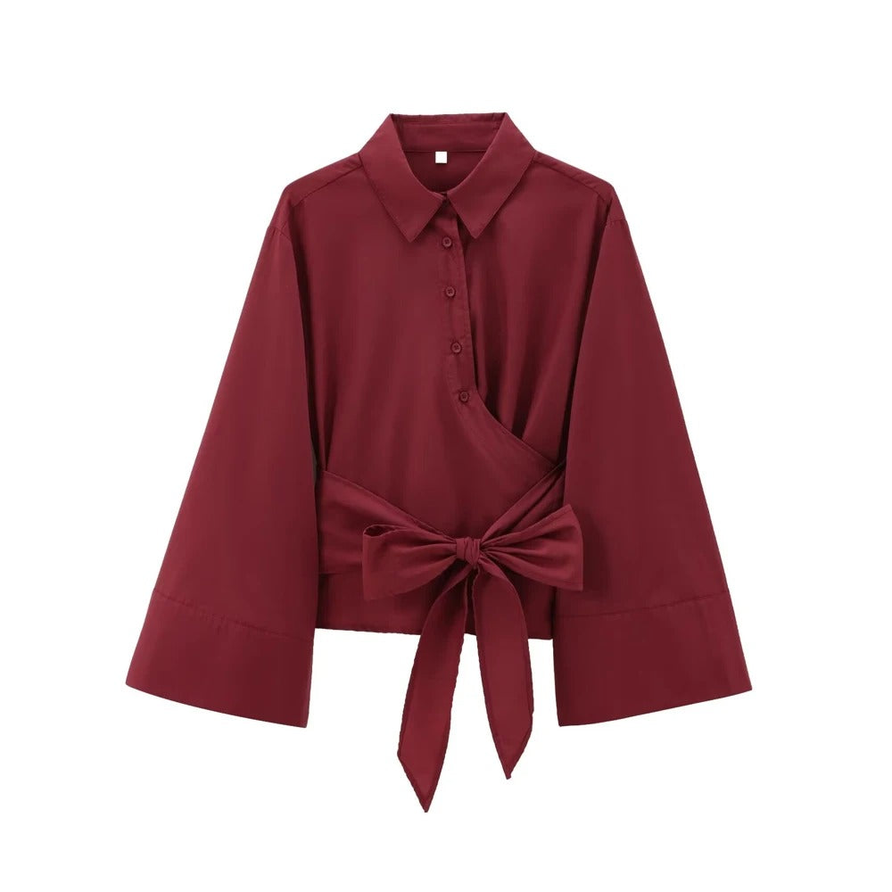 Kimono-Damenbluse mit langen Ärmeln