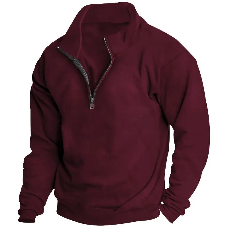 Herren-Sweatshirt mit halbem Reißverschluss und Stehkragen