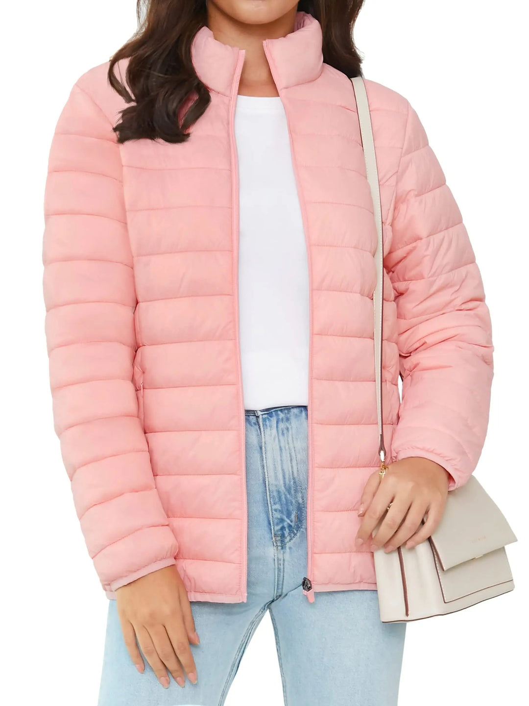 Damen-Pufferjacke mit durchgehendem Reißverschluss