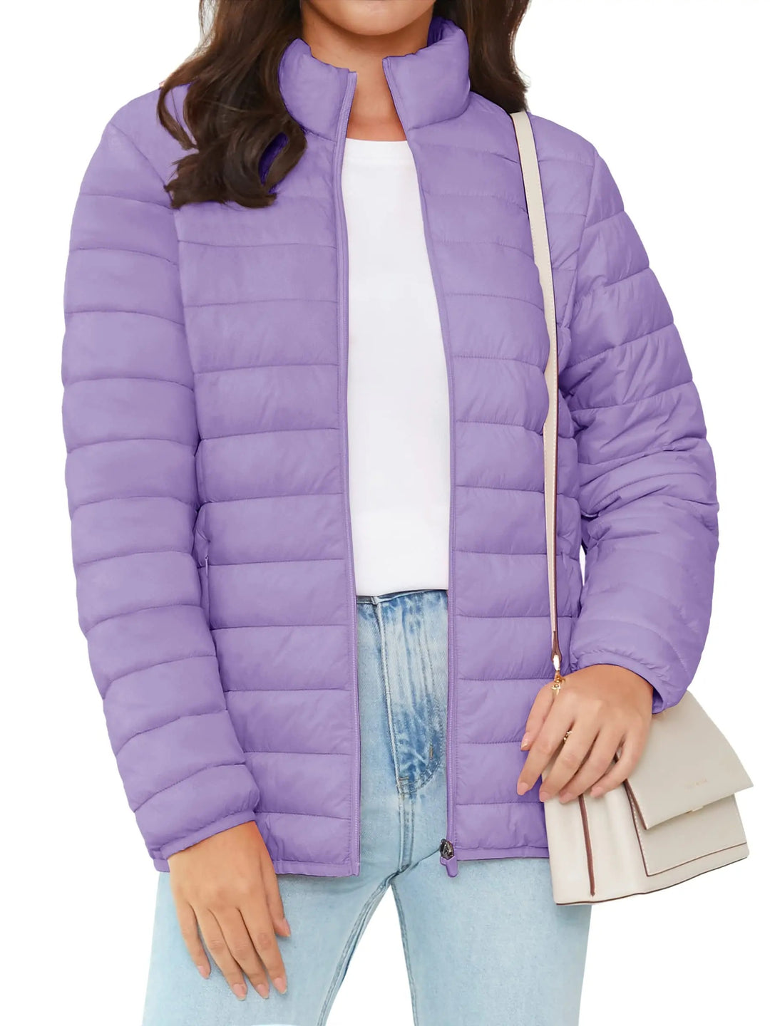 Damen-Pufferjacke mit durchgehendem Reißverschluss
