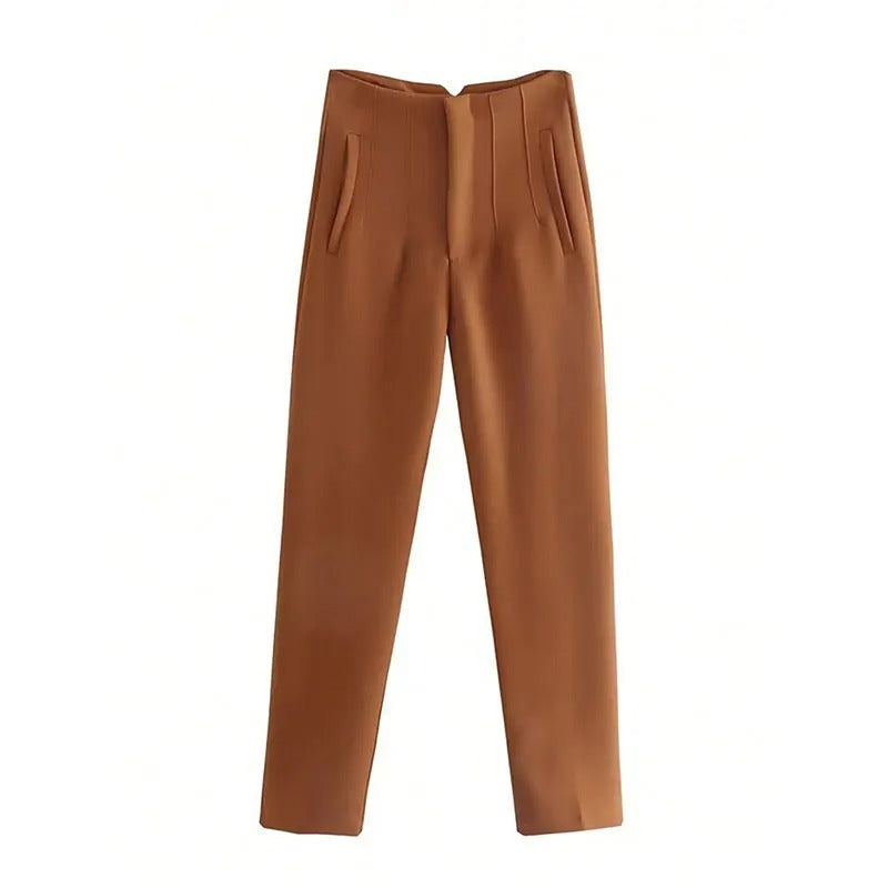 Damen-Hose mit hoher Taille und schmalem Bein