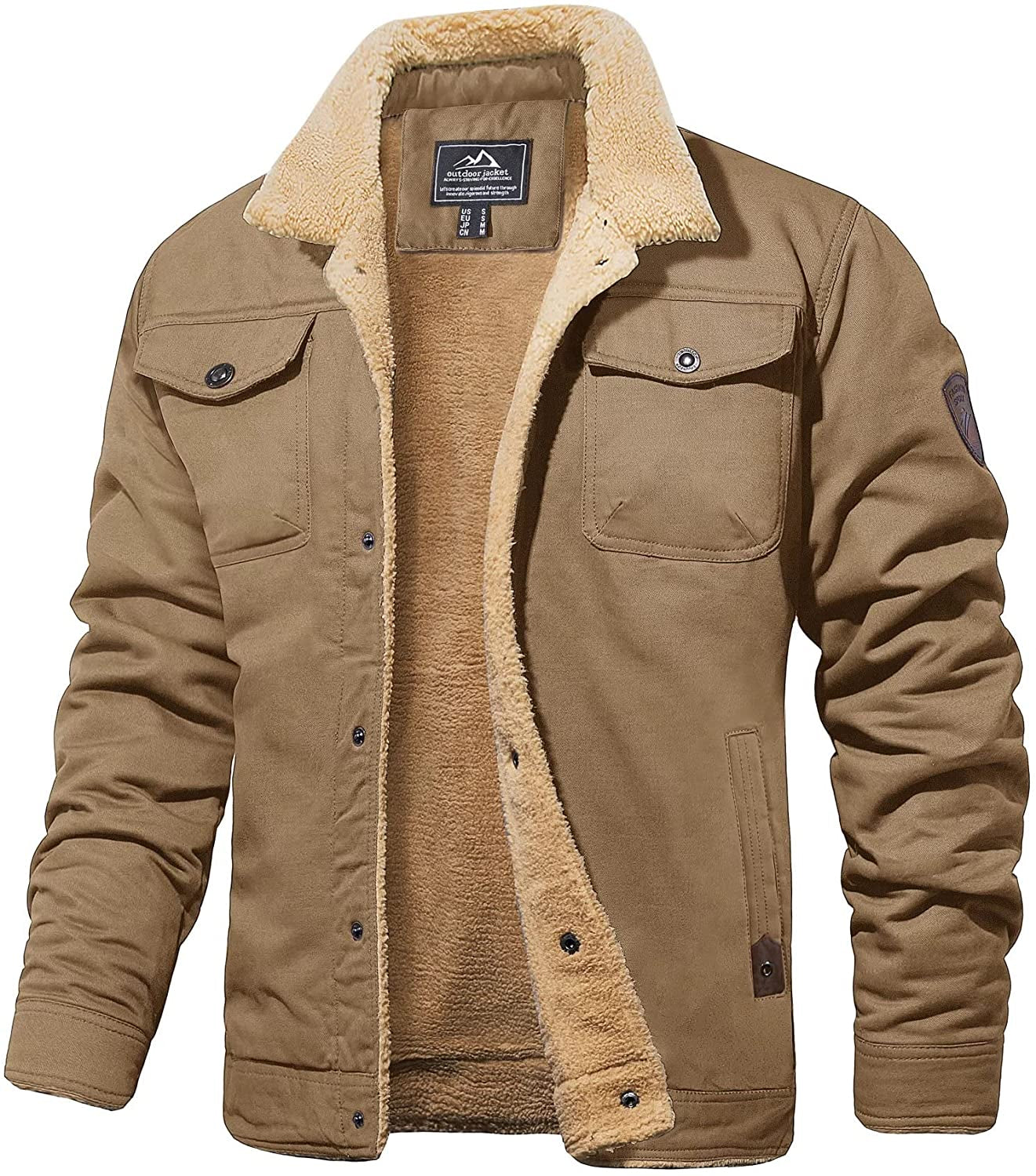 Variant image for Herrenjacke Armygrün Winterjacke Sherpa-Futter Wasserabweisend Robust-9