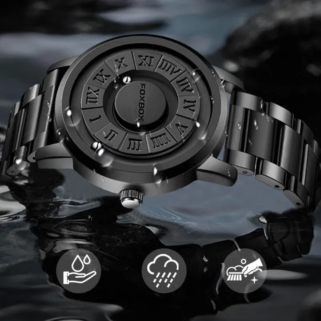 Herren Uhr Modern Edelstahl Magnetische Armbanduhr mit Touch Time Technologie