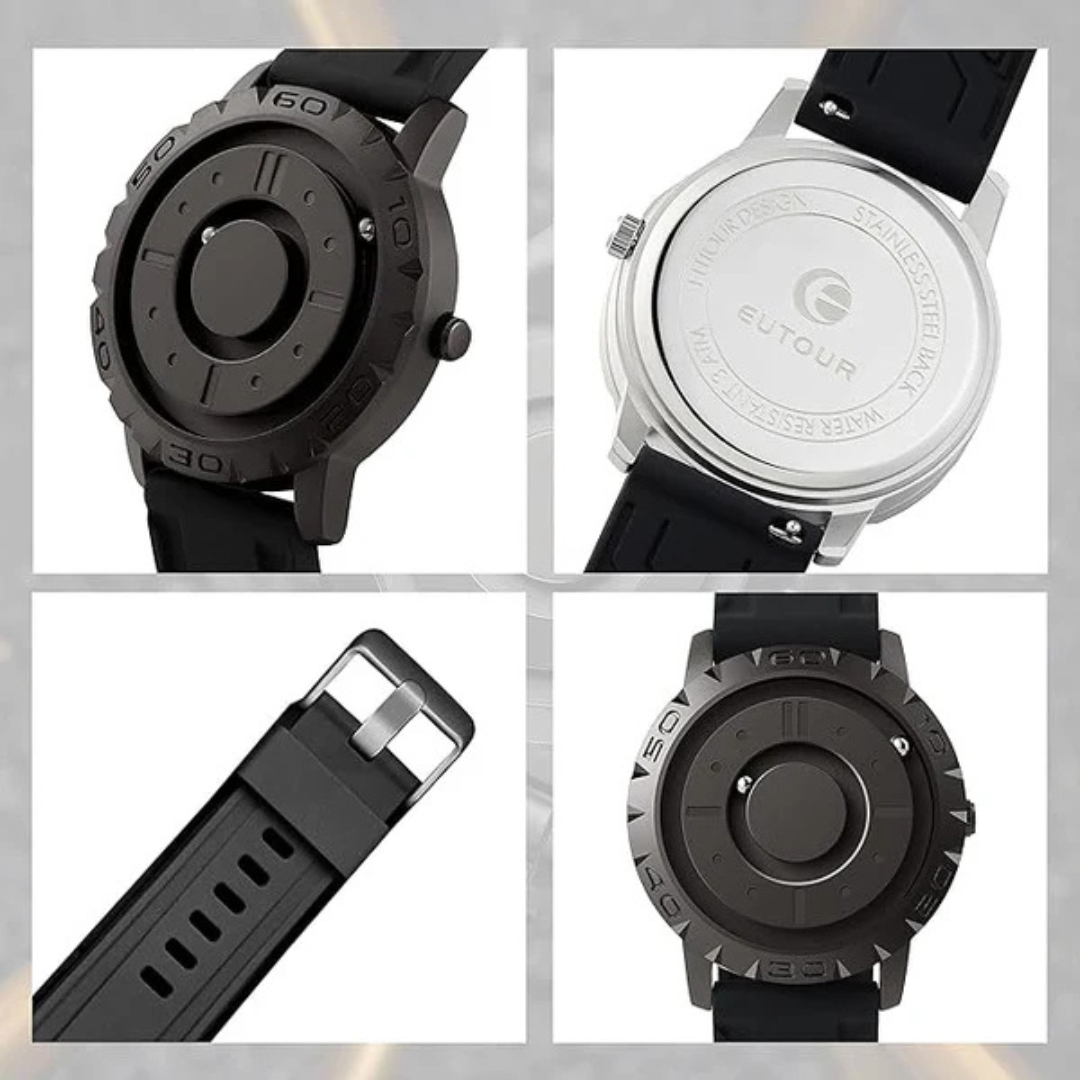 Herren Uhr Modern Edelstahl Magnetische Armbanduhr mit Touch Time Technologie