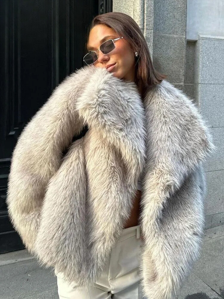 Warmer Plüschpelzmantel für Damen