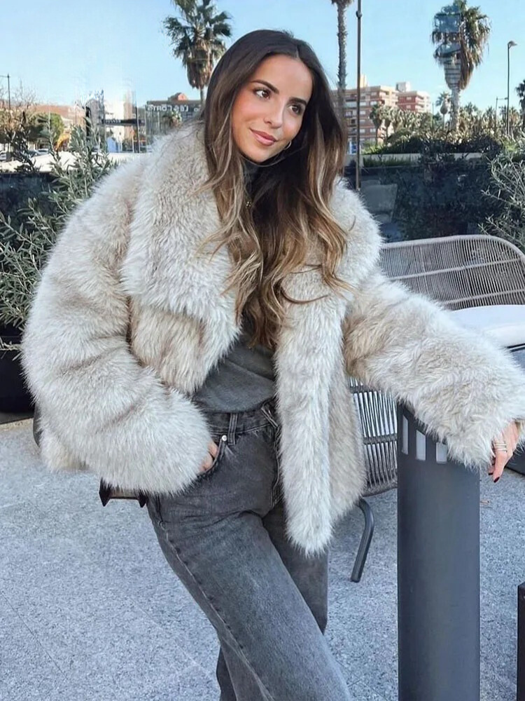 Warmer Plüschpelzmantel für Damen