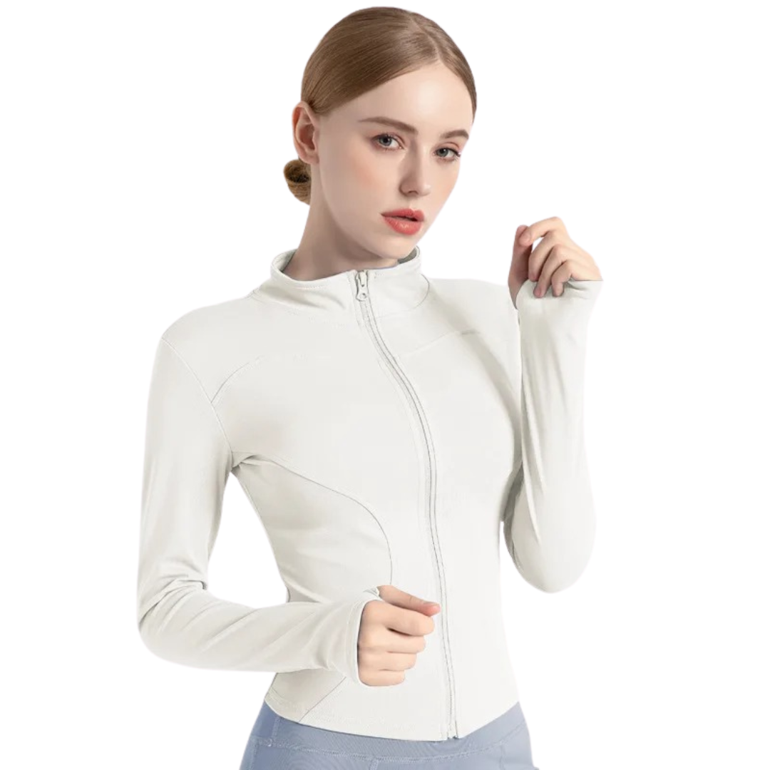 Langärmelige Fitnessjacke mit Reißverschluss für Frauen