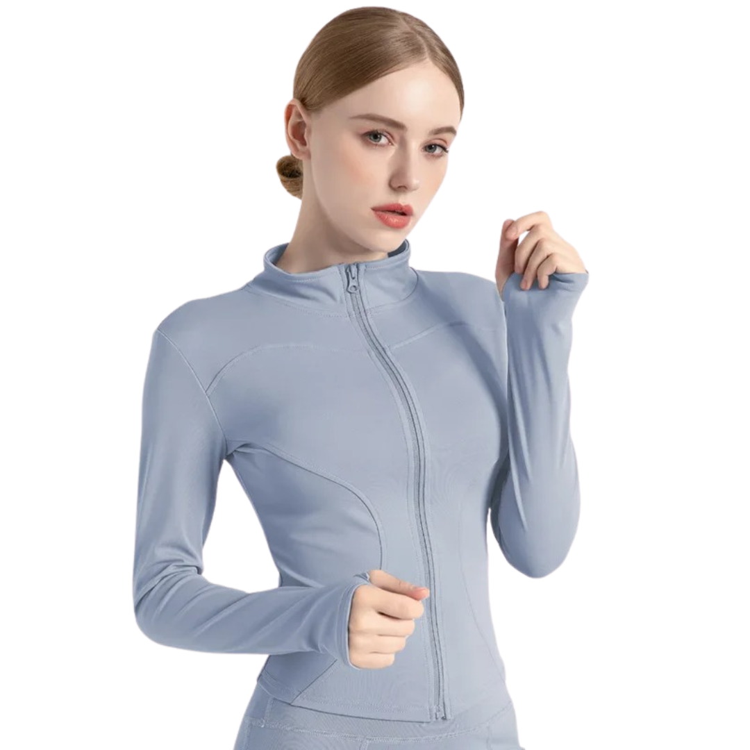 Langärmelige Fitnessjacke mit Reißverschluss für Frauen