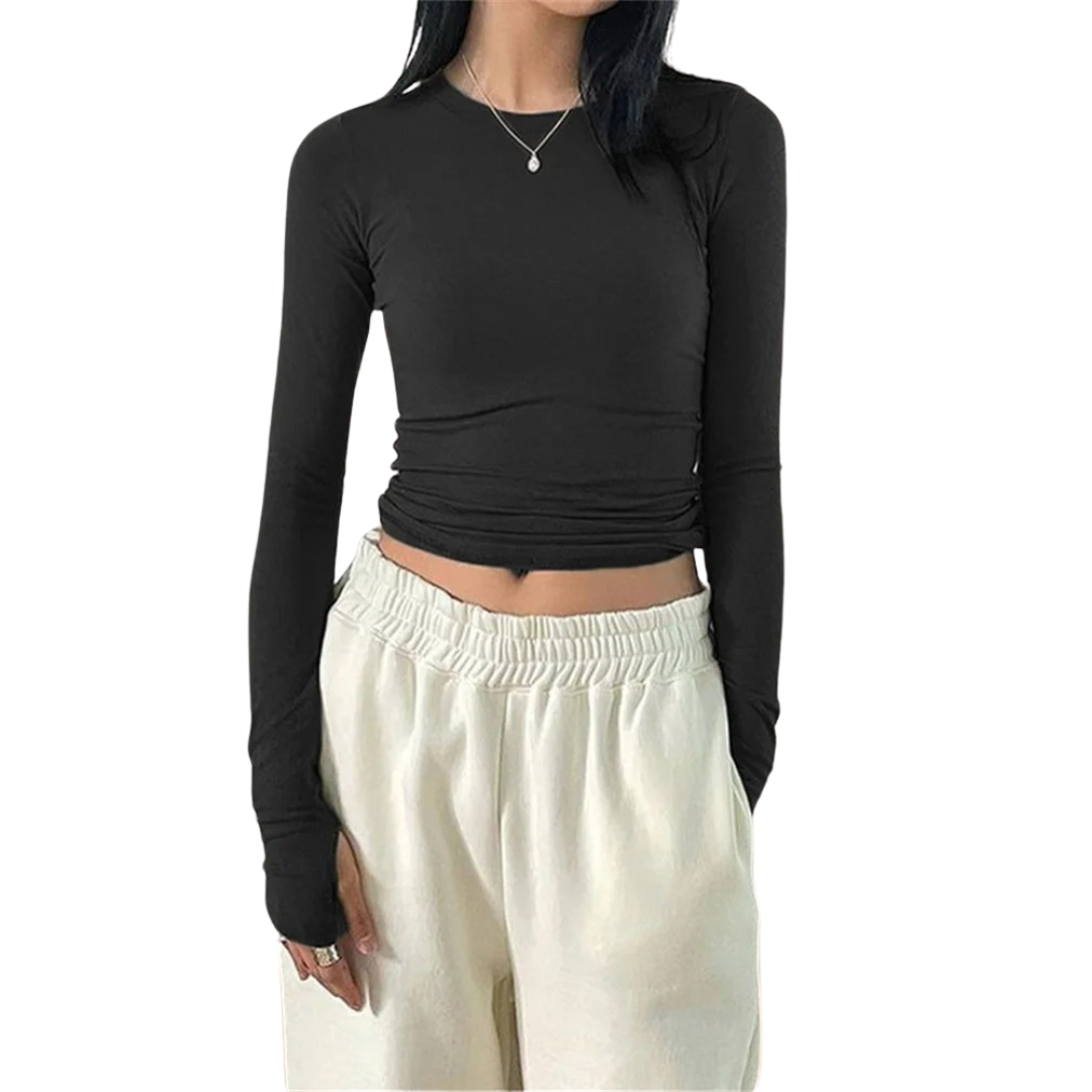 Damen Slim Fit Rundhalsausschnitt Tops