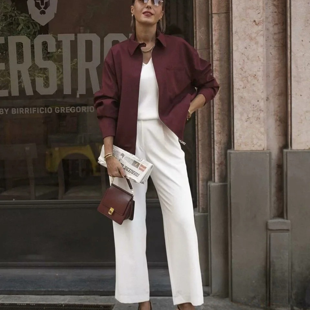 Damen Vintage Lose Reißverschluss Jacke