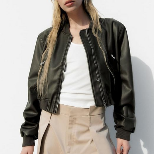 Damen-Motorradjacke mit Reißverschluss