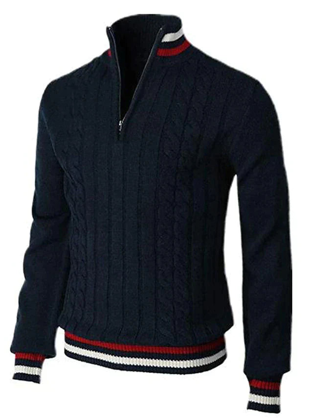 Herrenpullover Zipper Strick Modernes Design Weiches Material-4